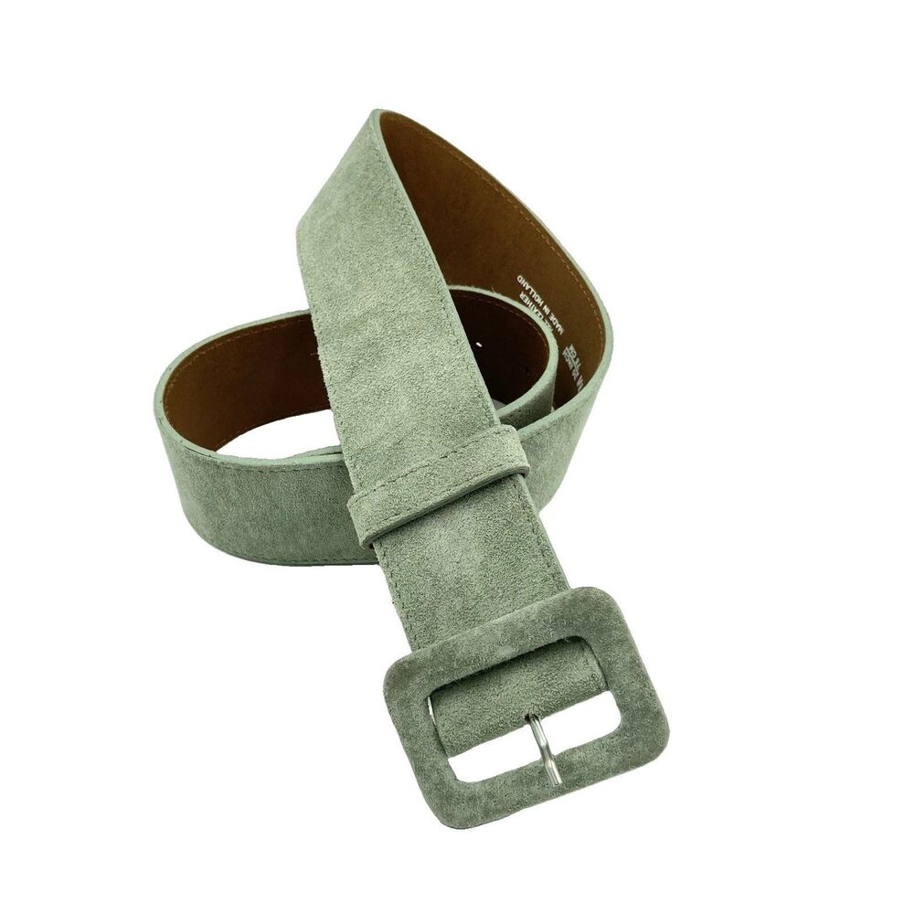 InWear Smooth Suede Belt Womens Size 30 VTG Casual Genuine Leather Green 36x 2”